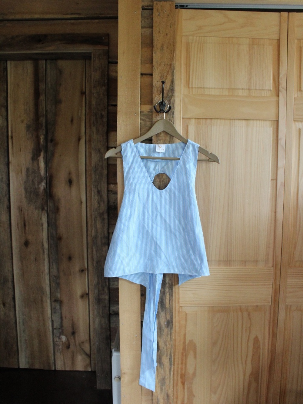 J. Marie Light Blue Tank Top with Tie Bow Backing